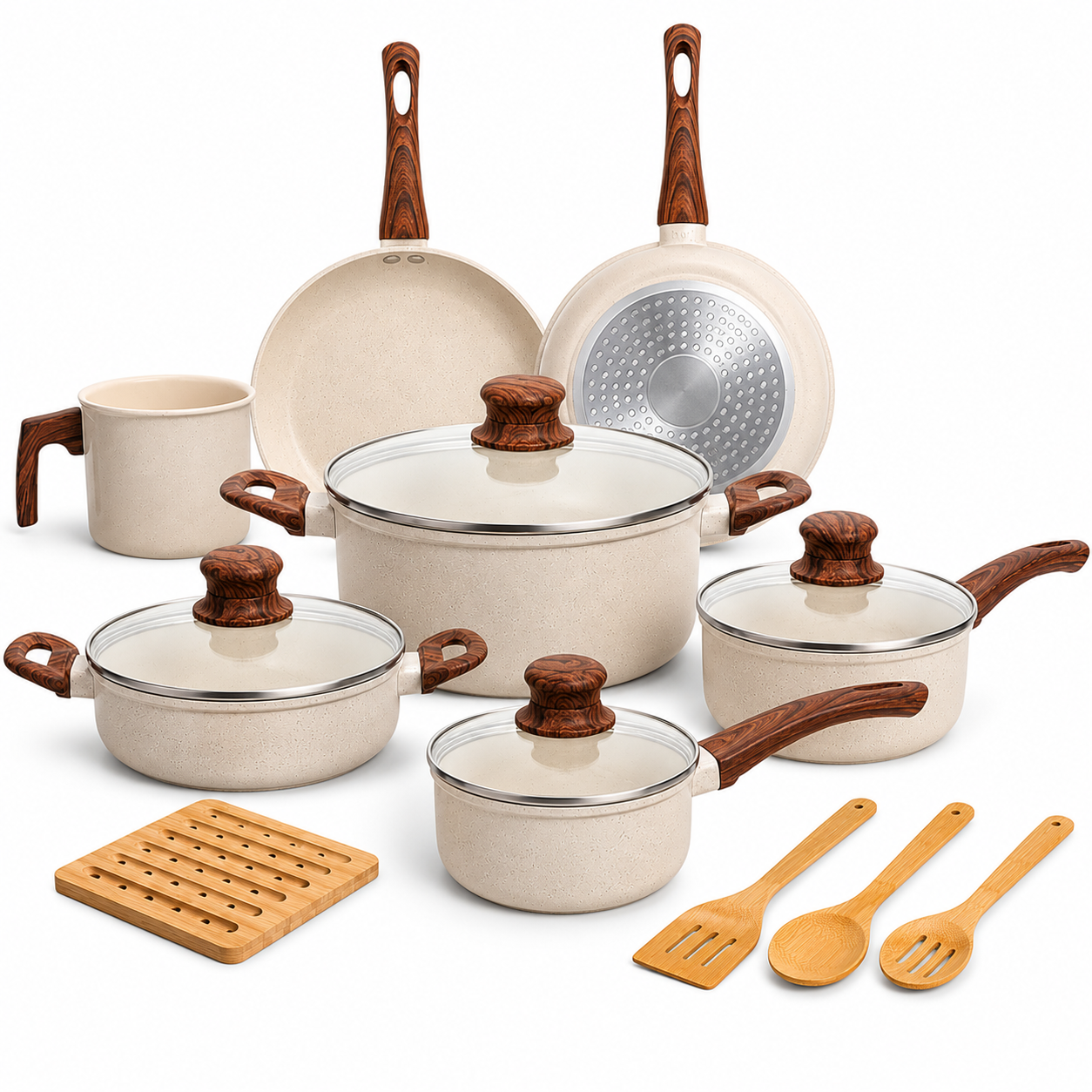 Jogo de Panelas Vanilla Granite Premium 10 Peças