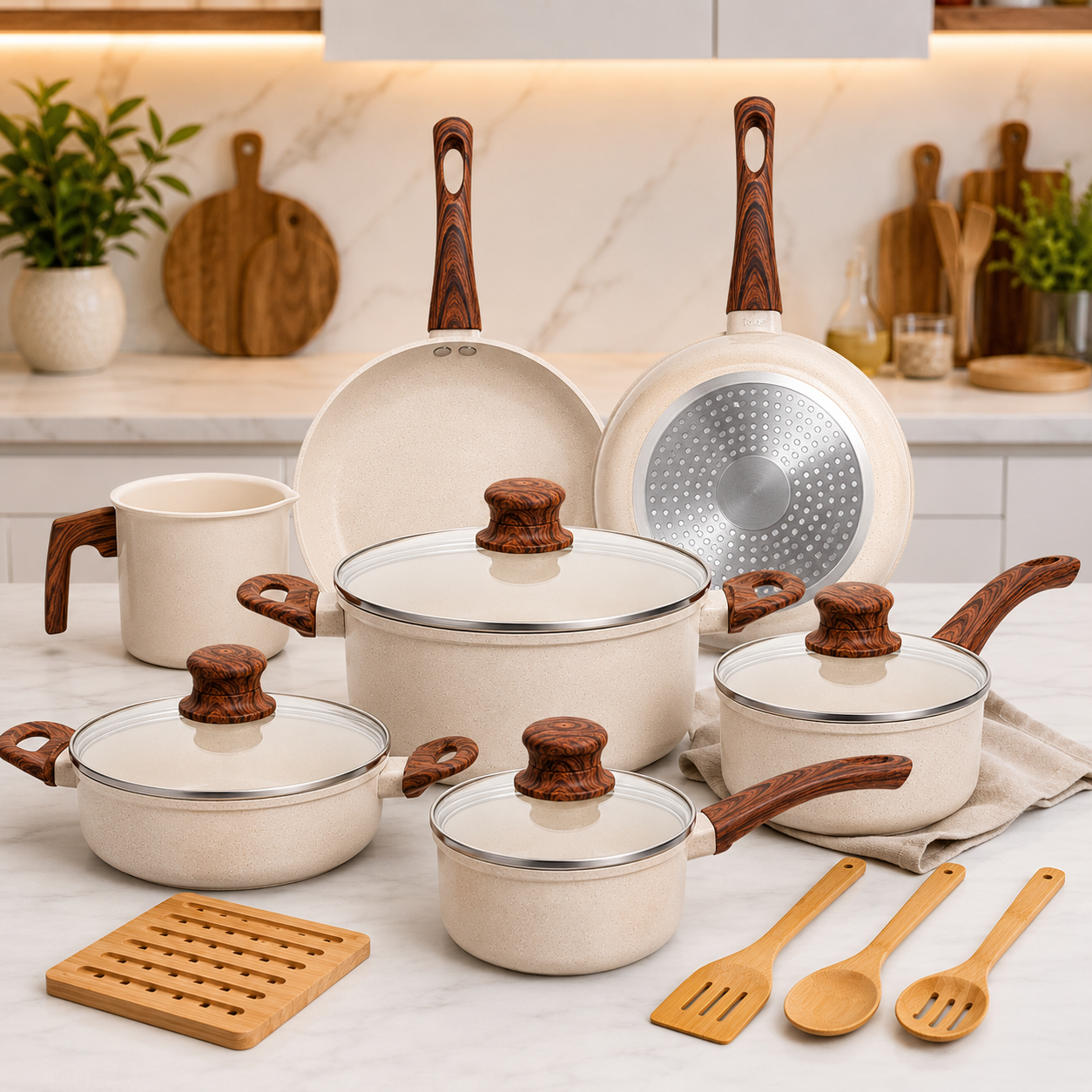 Jogo de Panelas Vanilla Granite Premium 10 Peças